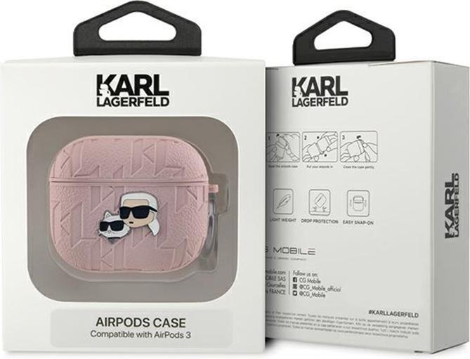 Produktbild Karl Lagerfeld KLA3PGKCPP AirPods 3 cover różowy/pink Monogram Karl & Choupette Head (Kopfhörer Hülle)