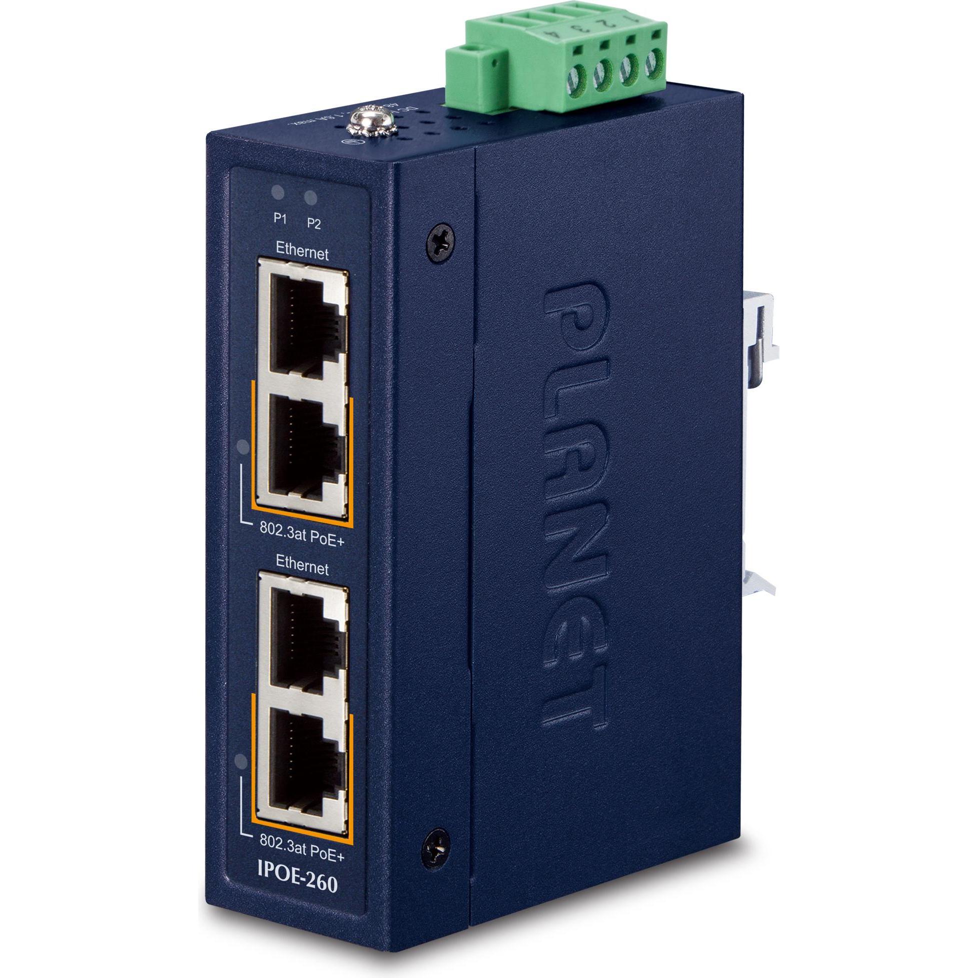 Planet Industrial 2-port 10/100/1000T (4 Ports), Netzwerk Switch, Blau