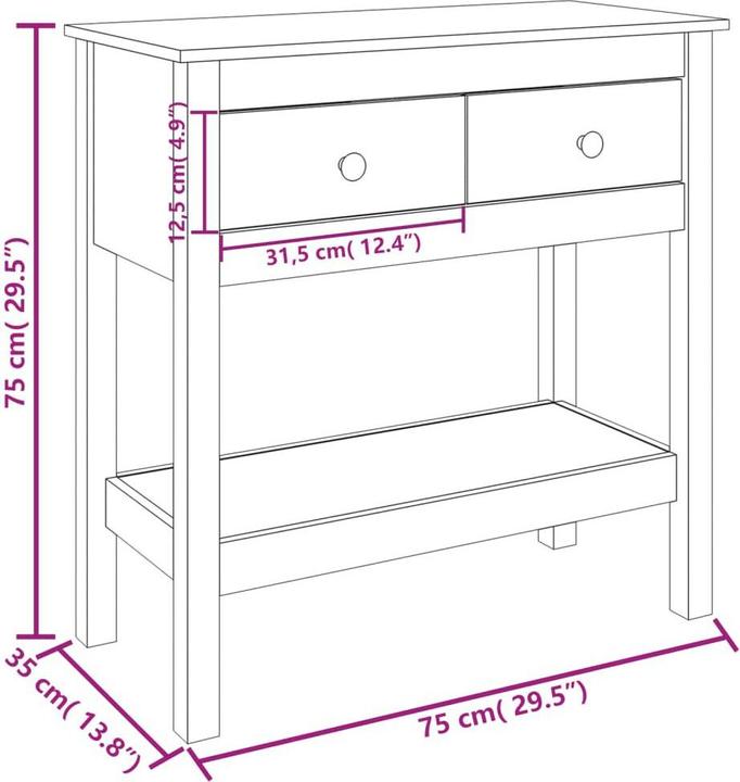 Image du produit vidaXL Konsolentisch (75 x 35 x 75 cm)
