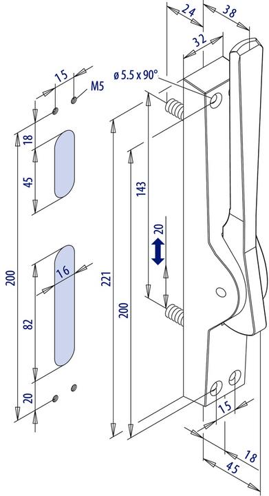 Actual product image Fuhr Espagnolette bolt 960 (Door set)