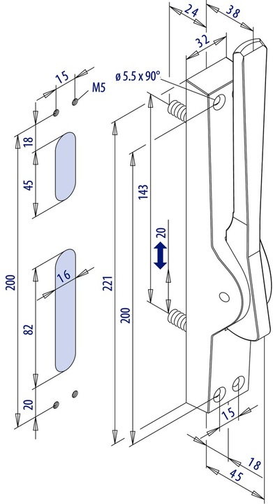 Actual product image Fuhr Espagnolette bolt 960 (Door set)