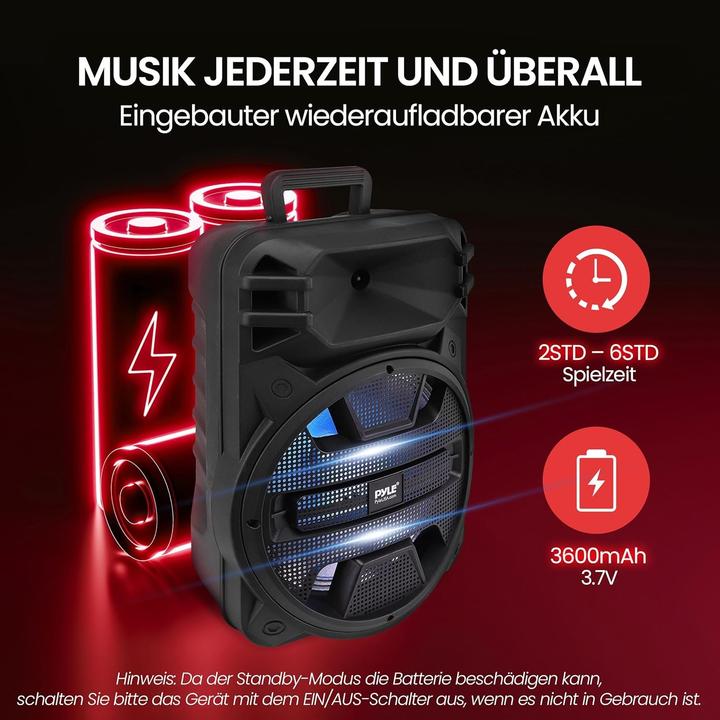 Produktbild Pyle Bluetooth-Lautsprecher mit Rädern Karaoke DJ LED-Beleuchtung