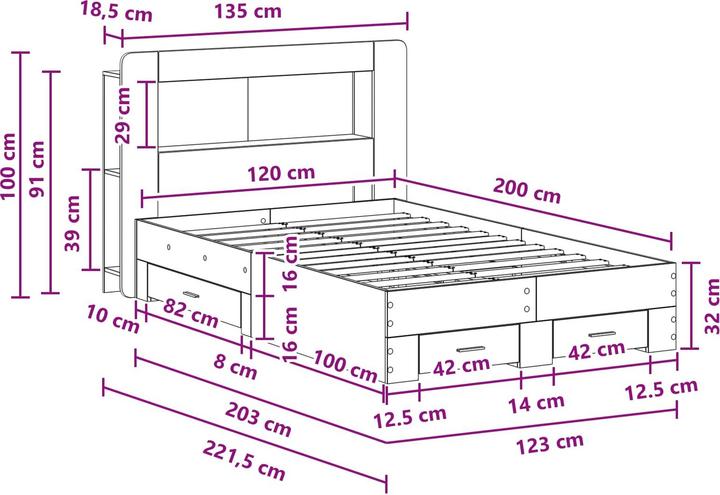 Produktbild vidaXL Bettrahmen (120 x 200 cm)