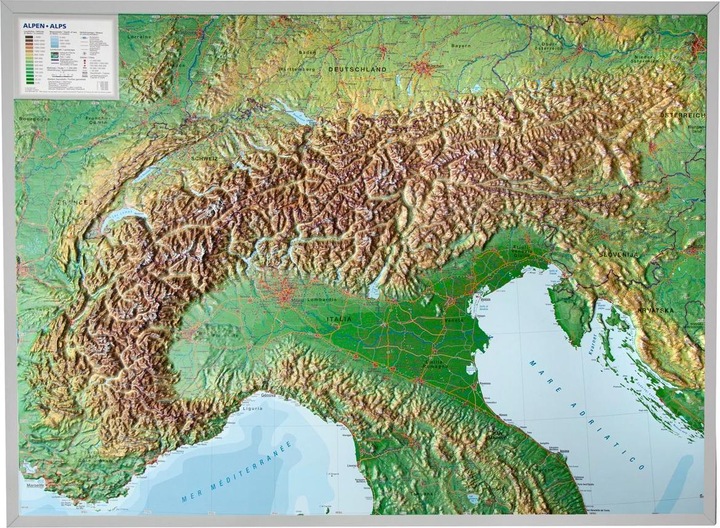 Actual product image 3D relief map Alps