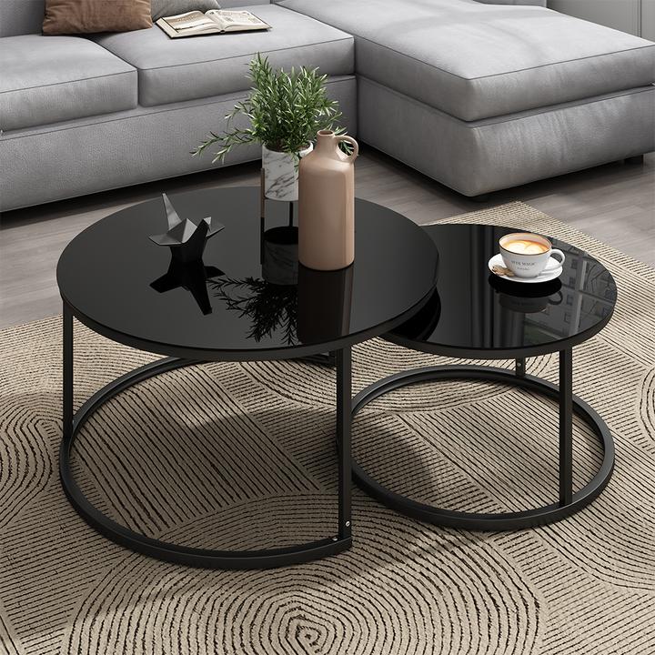 Actual product image Vicco Coffee table set Montreal, Black, 77 x 77 cm 2 parts