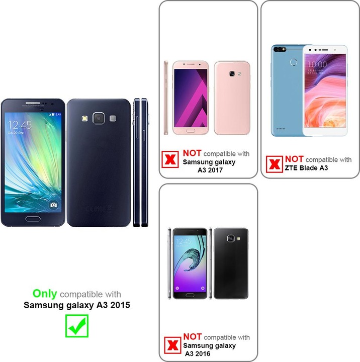 Actual product image Cadorabo Book Invisible Magnet Cover (Samsung Galaxy A3)