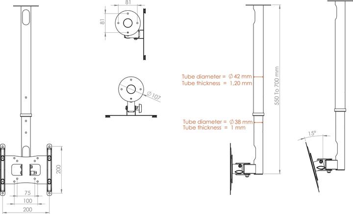 Actual product image VCM DX200 (Ceiling, 30 kg, 26" - 40")