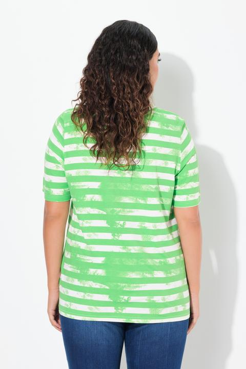 Produktbild Ulla Popken T-Shirt, Streifen, Classic, V-Ausschnitt, Halbarm (58)