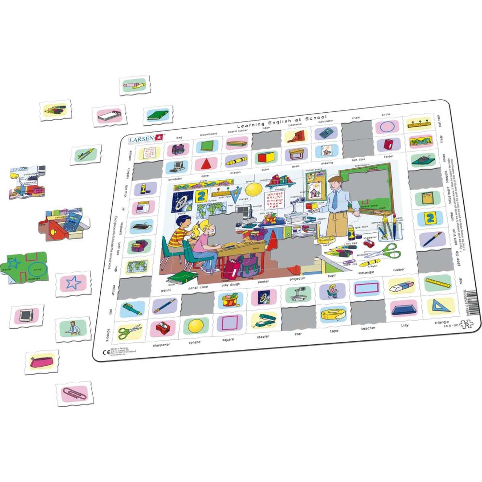 Larsen Puzzle - Learning English (6) at School (70 Teile)