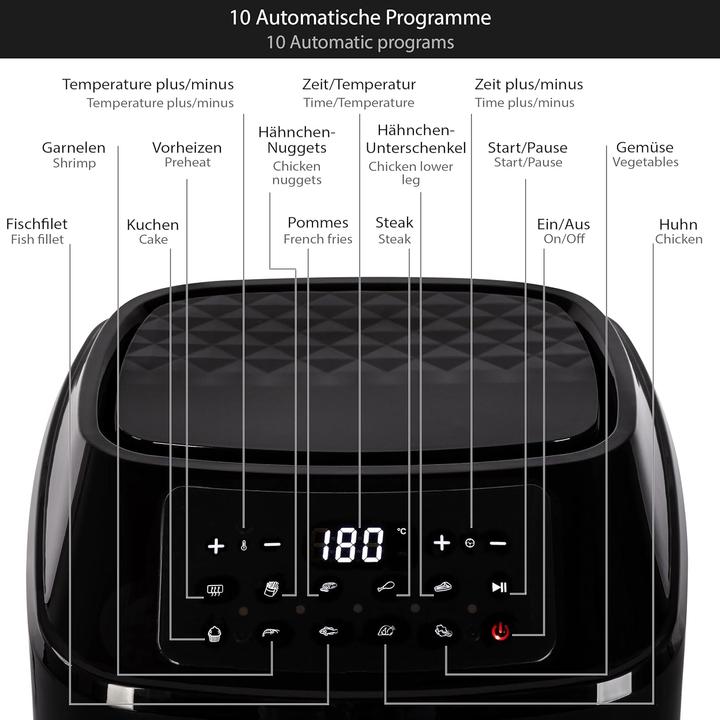 Image du produit Onvaya Airfryer XXL Heissluftfritteuse mit 10 Programmen