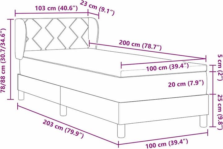Produktbild vidaXL Boxspringbett (100 x 200 cm)