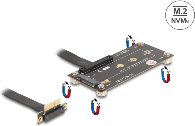 Produktbild Delock Adapter PCIe 3.0 x1 Stecker 90° gewinkelt zu M.2 Key