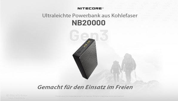 Image du produit Nitecore NB20000 Banque d'alimentation en fibre de carbone GEN3 (20000 mAh, 22.50 W, 72 Wh)