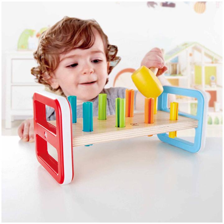 Actual product image Hape Rainbow knocking bench