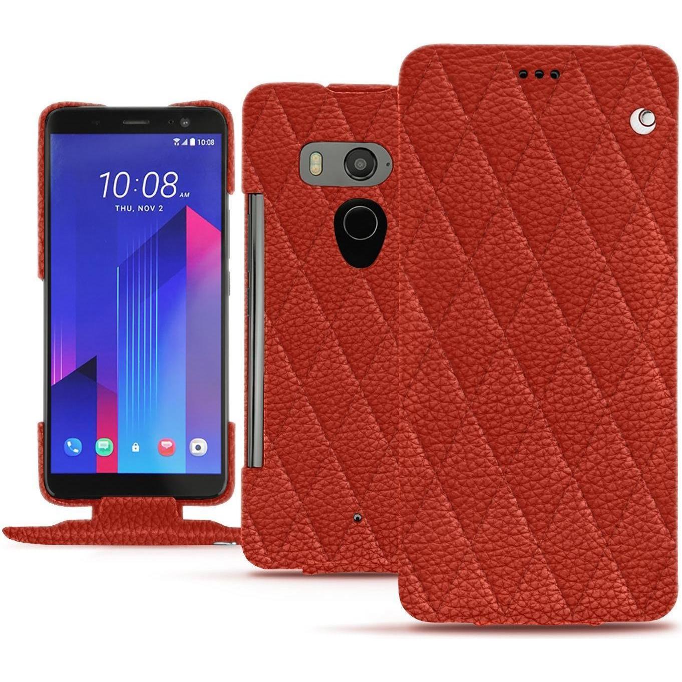 Noreve Lederschutzhülle vertikal (HTC U11+), Smartphone Hülle, Orange