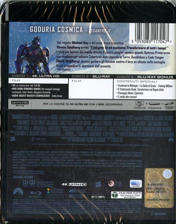 Image du produit Transformers : The Last Knight 4K (Blu-ray, 2017, Espagnol, Français, Japonais, Italien, Anglais)