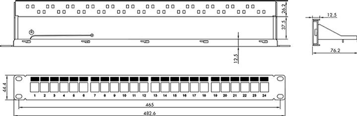 Actual product image LogiLink Modulares 24-Port Cat.6A Keystone Patchpanel, 1 HE, 19" Einbau, EconLine