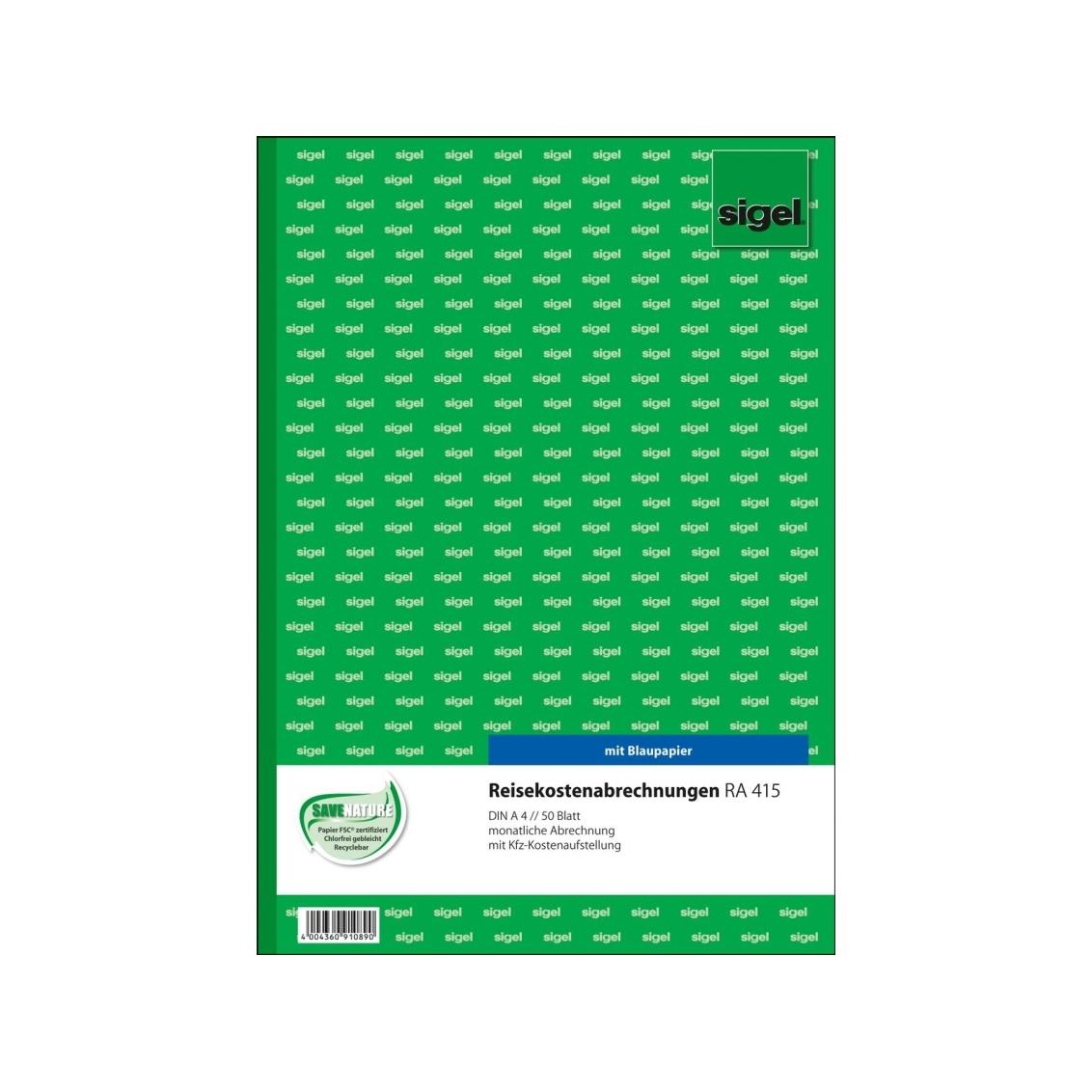 Sigel, Formular, Formularbuch "Reisekostenabrechnung", A4, 50 Blatt (50 x)