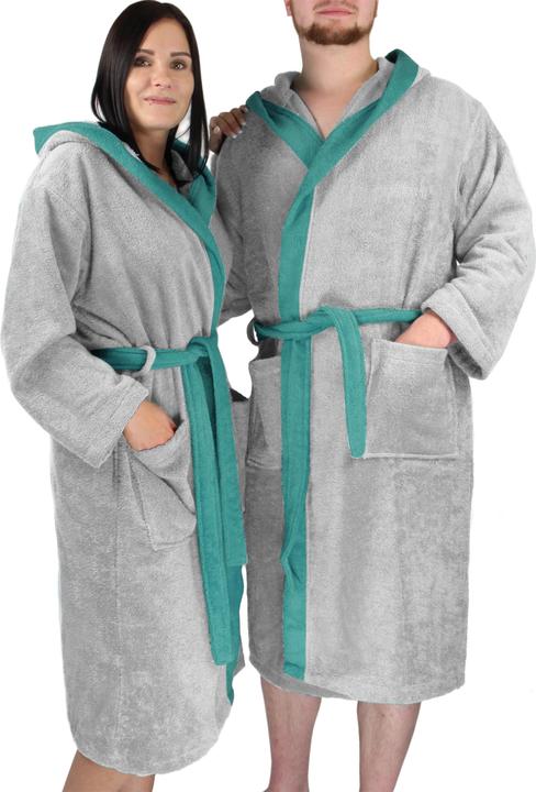 Produktbild Normani Damen Baumwoll-Bademantel mit Frottee, zweifarbig - OEKO-TEX® 100 (XS)