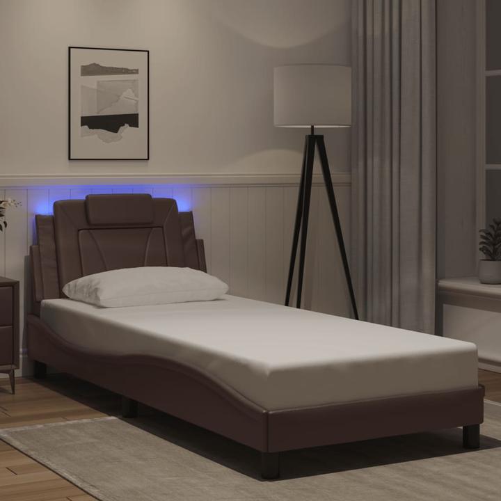 Produktbild VidaXL Bettgestell mit LED Kunstleder (90 x 190 cm)