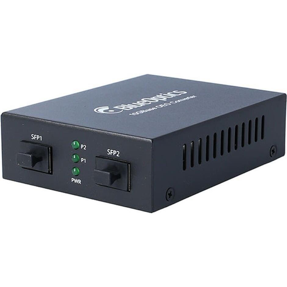 BlueOptics 10G Ethernet Medienkonverter 2x SFP+ (ZR & RJ45 30 Meter), Transceiver, Schwarz