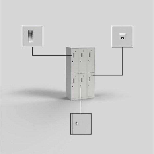 Produktbild eurokraft basic Spind, 6 Abteile, Breite 900 mm (90 cm, 180 cm)