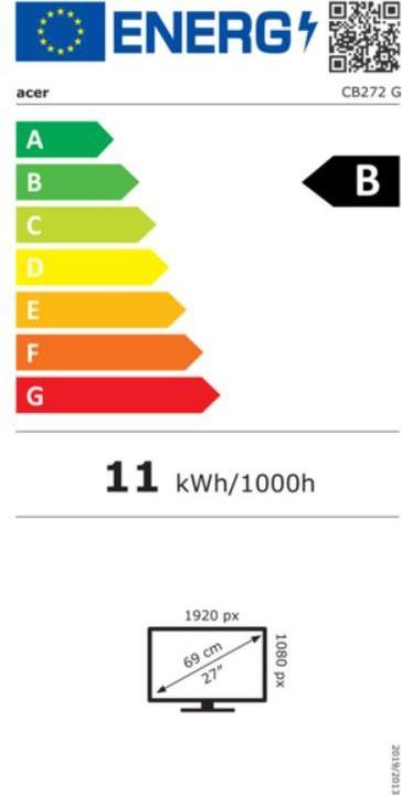 Energy Label Acer Vero CB272Gbipr (1920 x 1080 pixels, 27")