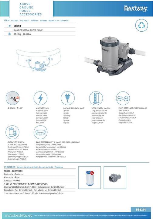 Actual product image Bestway Filterpumpe