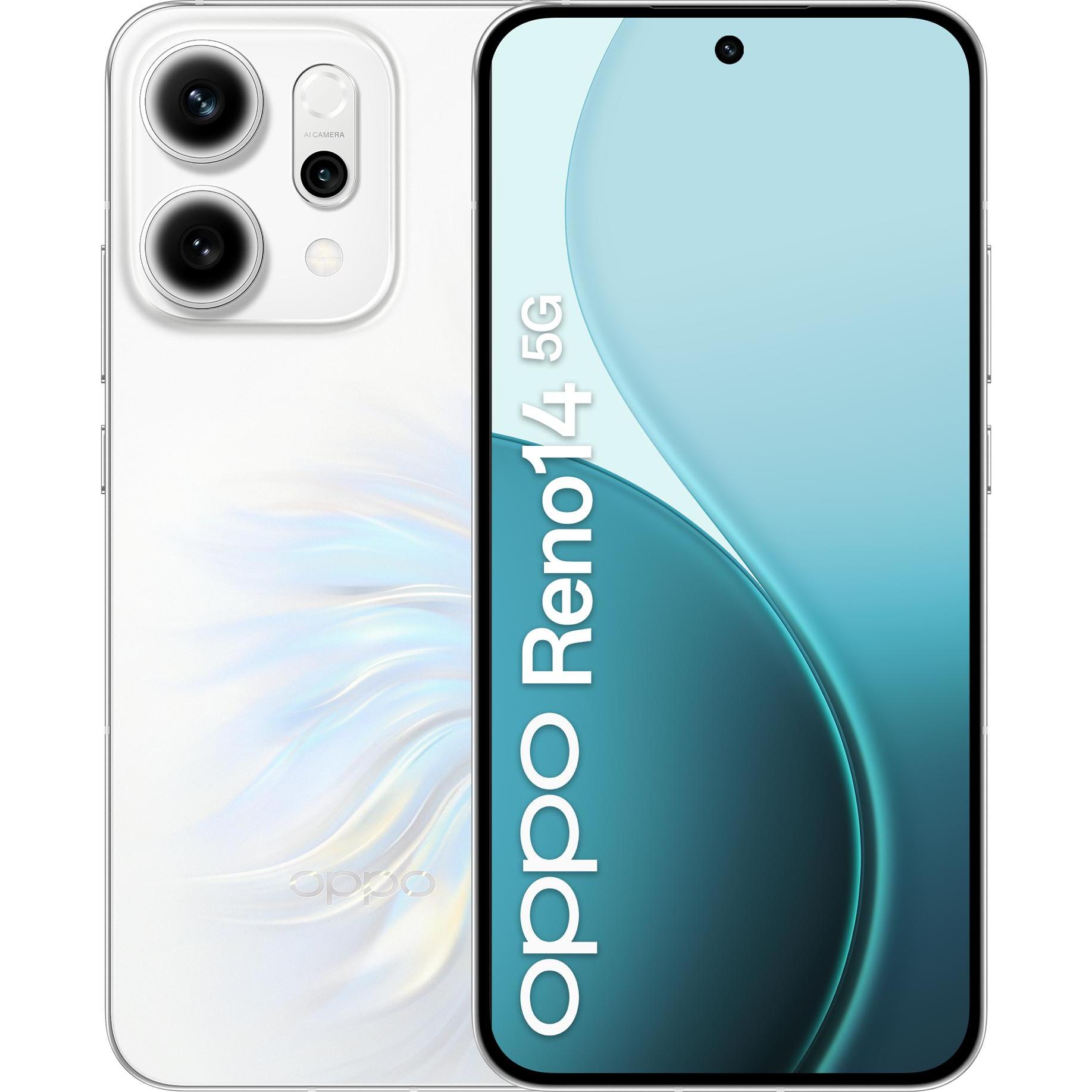 OPPO Reno14 (512 GB, Opal White, 6.59", Dual SIM, 5G), Smartphone, Weiss