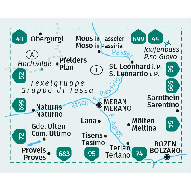 Thumbnail - Wanderkarte 53 Meran und Umgebung / Merano e dintorni 1:50.000, Landkarte