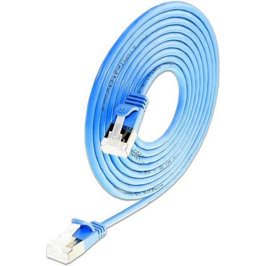 Wirewin Slim Patchkabel: U/FTP, 10cm, blau (U/FTP, CAT6a, 0.10 m), Netzwerkkabel