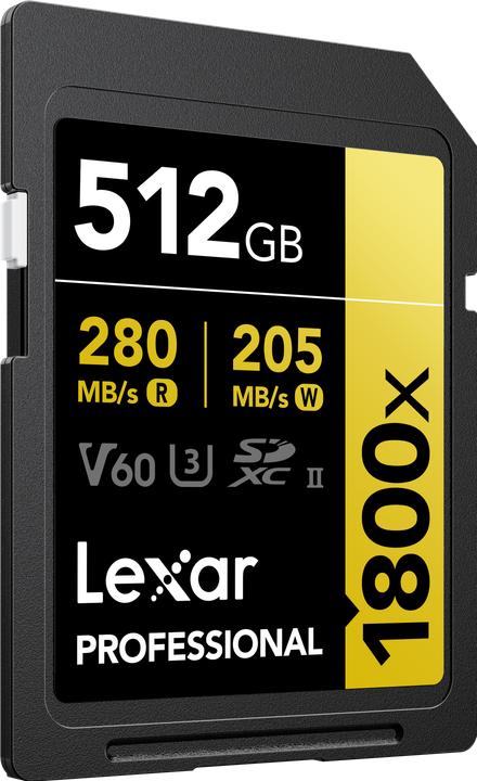 Lexar Professional 1800x (512 GB, SDXC, U3, UHS-II)