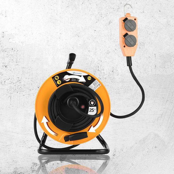 Actual product image Electraline Professional Electric Cable Reel with 4 Outlets and Fixed Circuit Board (25 m, 2.50 mm²)