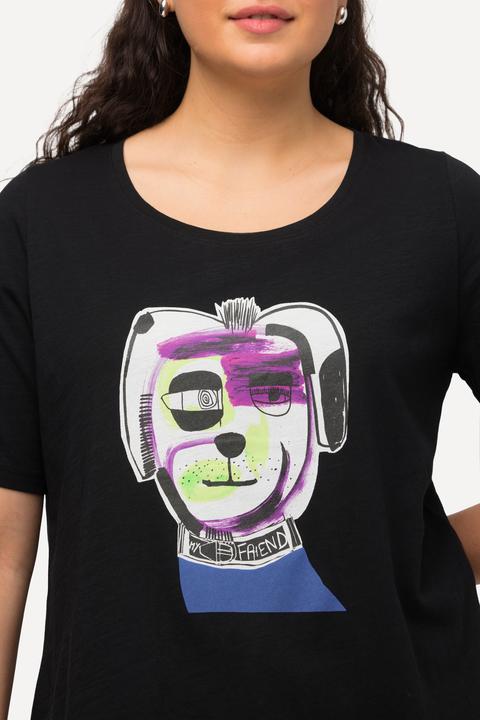 Immagine prodotto Ulla Popken T-shirt classica con cane, scollo a girocollo e mezze maniche (46, 48)