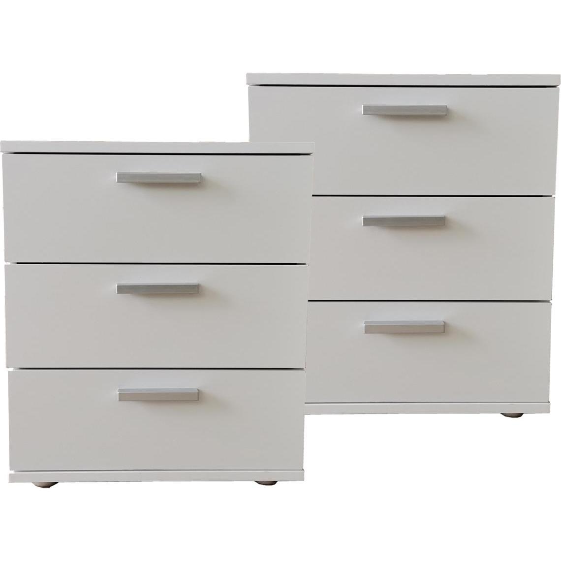 Thumbnail - HTI-Living, Nachttisch, Nachtkommode 3 Schubladen Nina Weiss 2er-Set