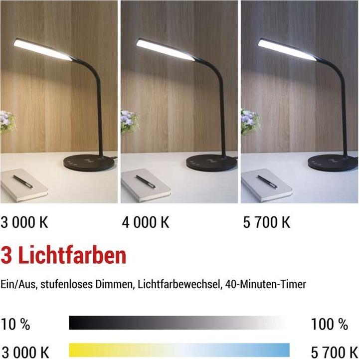 Image du produit Emos Lampe de bureau LED OSCAR, noire (360 lm)