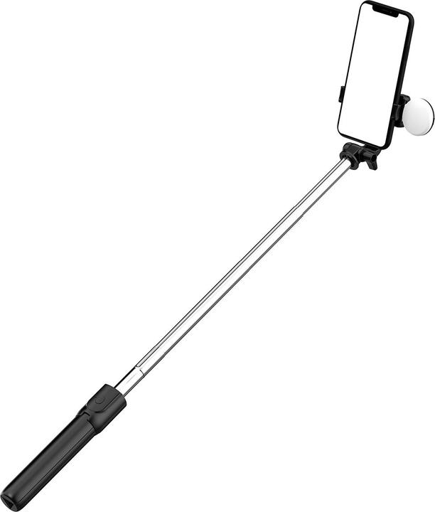 Produktbild Hurtel Selfie stick WH1YXS telescopic tripod 1m with round lamp and phone holder - black