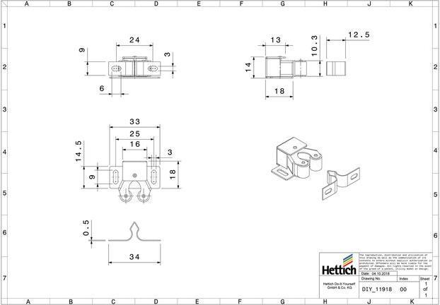 Immagine prodotto Hettich Schnappverschluss 14 x 33 x 28 mm