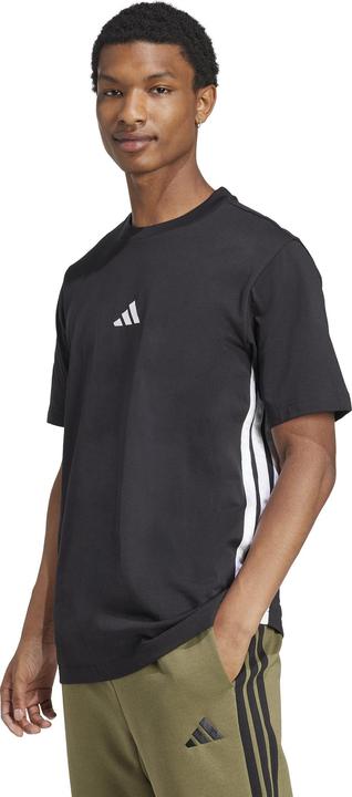 Actual product image adidas Men's Essential Three Stripes Single Jersey Tee, Black/White, M (M)