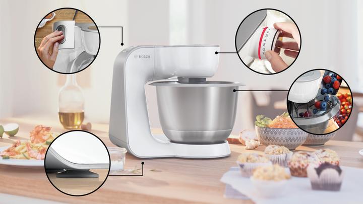 Image du produit Bosch Hausgeräte Série 4, Robot de cuisine, MUM 5, 1000 W, blanc, argent, MUM58210 (1000 W)