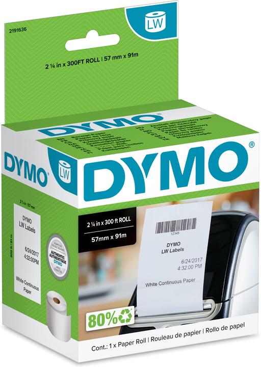 Image du produit Dymo Rouleau de tickets de caisse, non adhésif, 57 mm x 91 m (en continu) (5.70 cm)