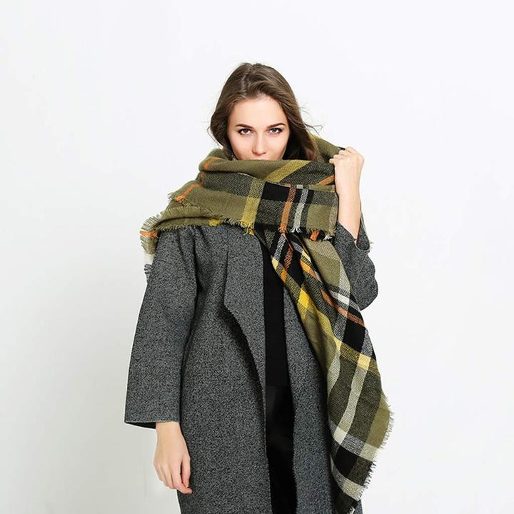 Produktbild Only-Bags.Store schal dicker Strickschal kariertes Halstuch Schal Poncho