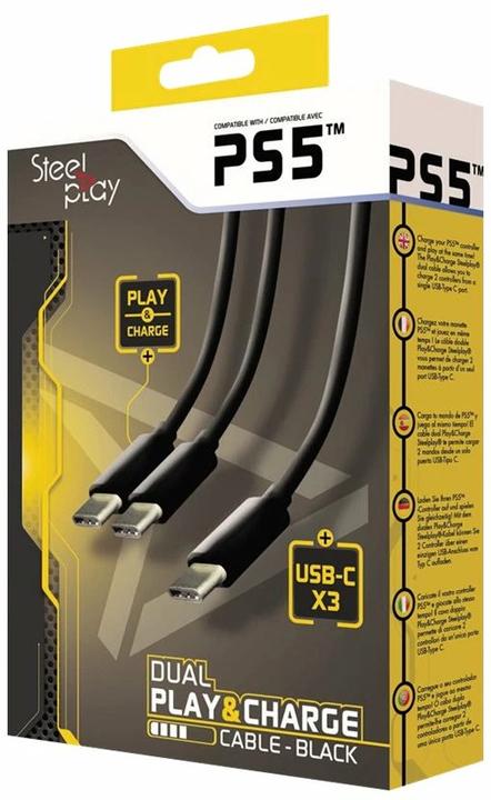 Actual product image Steelplay Dual Play & Charge Cable for Controller 3m Black PS5 (PS5)