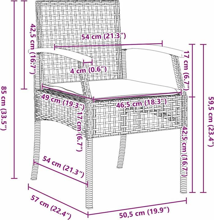 Produktbild vidaXL Garten Essgruppe (80 x 80 x 73 cm)