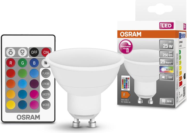 Produktbild Osram Led Retrofit Rgbw Lamps With Remote Control (GU10, 25 W, 250 lm, 1 x, G)