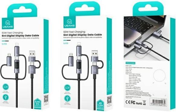 Produktbild Usams 6in1 USB Kabel (1.20 m, USB 2.0, 60 W)