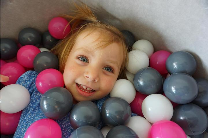 Actual product image Knorrtoys Ball pool soft - "Grey" - 300 balls cream/grey/rose (approx. 6cm diameter)