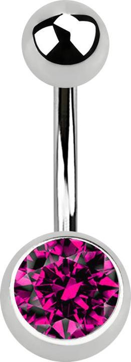 Produktbild Star Piercing Banane silber mit Kugel und Kugel Kristall fuchsia (ohne Messing, Chirurgenstahl 316L)