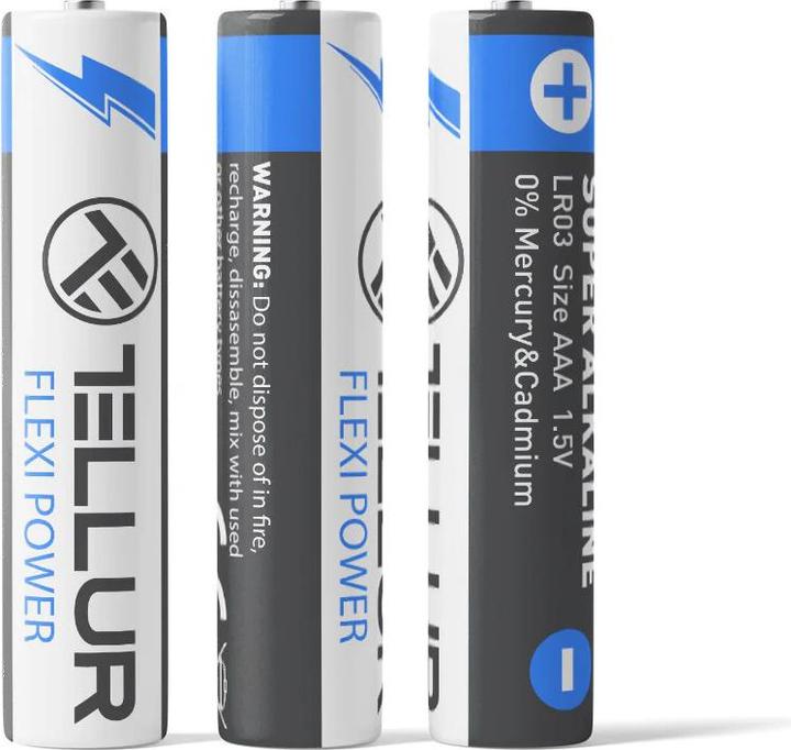 Image du produit Tellur Flexi Power battery, Super Alkaline, AAA LR03, 1.5V, 4 pcs/set (4 pcs, AAA)