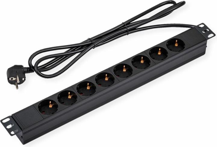 Actual product image Value 19" 1U, socket outlet 8gang, 3m (8x, CEE 7/3, 3 m)